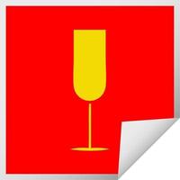 quadratischer Peeling-Aufkleber Cartoon Champagnerflöte vektor