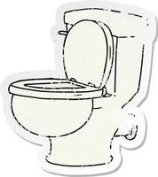 Distressed Sticker Cartoon Doodle einer Badezimmertoilette vektor