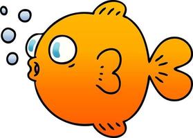 skurriler Farbverlauf schattierter Cartoon-Fisch vektor