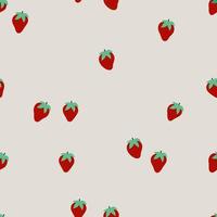 rote Erdbeere mit grünen Blättern. Hintergrund mit Sommerfrüchten. hand gezeichnetes nahtloses muster. Vektor-Illustration vektor