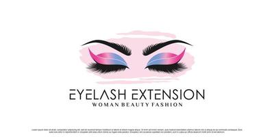 Beauty-Wimpern-Erweiterungs-Logo-Design für Frauen-Schönheitssalon mit kreativem Element-Premium-Vektor vektor