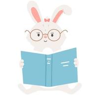 Kaninchen mit Brille Lesebuch vektor
