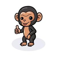 niedlicher baby-schimpansen-cartoon, der den daumen aufgibt vektor