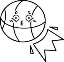 Strichzeichnung Cartoon-Basketball vektor