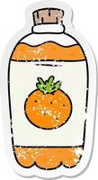 nödställda klistermärke tecknad doodle av orange pop vektor