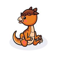 niedliches kleines Pachycephalosaurus-Dinosaurier-Cartoon-Sitzen vektor