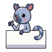 niedlicher kleiner lemur-cartoon mit leerem zeichen vektor