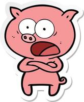 Aufkleber eines Cartoon-Schweins, das schreit vektor