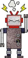 Retro-Grunge-Textur Cartoon tanzender Roboter vektor