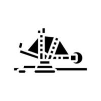 Bagger Bergbau Stein Glyphe Symbol Vektor Illustration