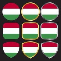 Ungarisches Flaggenvektorsymbol mit goldenem und silbernem Rand vektor
