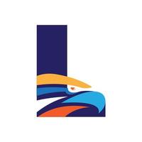 bokstaven l initial logotyp med eagle head vektor mall
