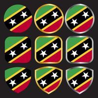 St. Kitts-Flaggenvektorsymbol mit Gold- und Silberrand vektor