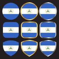 Nicaragua-Flaggenvektorsymbol mit Gold- und Silberrand-01 vektor