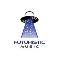 futuristisk musik logotyp mall med not och ufo vektor