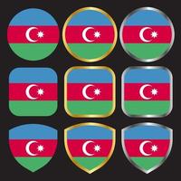 aserbaidschan flaggenvektorsymbol mit gold- und silberrand vektor