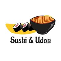 sushi und udon japanische lebensmittellogoillustration vektor