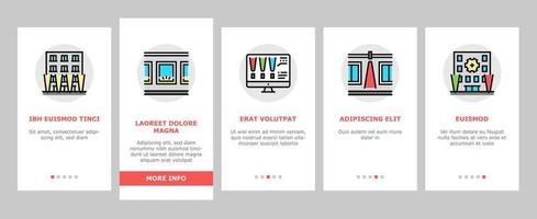 Onboarding-Symbole für Fassadenbeleuchtungswerkzeuge setzen Vektor