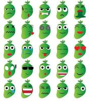 manggo frukt tecknad uttryckssymbol emoji ikon uttryck vektor set
