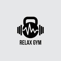 Relax-Fitnessstudio mit Illustration von Kettlebell und Langhantel vektor