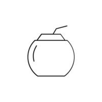 Kokosnussgetränk, Saft dünne Linie Symbol Vektor Illustration Logo Vorlage. für viele Zwecke geeignet.