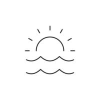 Sonnenaufgang, Sonnenuntergang, Sonne dünne Linie Symbol Vektor Illustration Logo Vorlage. für viele Zwecke geeignet.