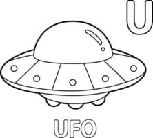ufo alphabet abc zum ausmalen u vektor