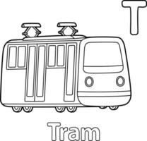 straßenbahn alphabet abc zum ausmalen t vektor