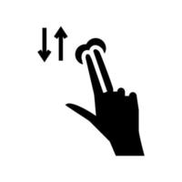 Zwei Finger, die auf dem Smartphone-Bildschirm wischen, Glyphensymbol-Vektorillustration vektor