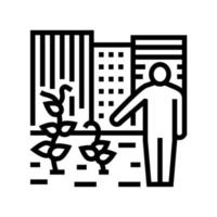 Urban Gardening Human Business Line Symbol Vektor Illustration