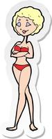 Aufkleber einer Cartoon-Retro-Frau im Bikini vektor