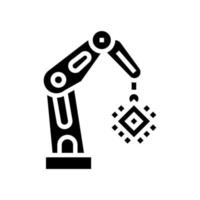 Roboterarm-Halbleiterherstellung Glyphen-Symbol-Vektor-Illustration vektor