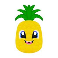 ananas frukt illustration med sött och gladt ansikte ljus och fräsch färg, lämplig för juice dryck förpackning, restaurang, vegetarian, jordbruk, vitamin, näring, utskrift vektor