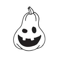 Vektorillustration im Doodle-Stil. Kürbis für Halloween. süßer kürbis mit einem lächelnden gesicht, halloween-feiertagssymbol. Design für Kinder vektor