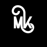 mk brev logotyp design. initiala bokstäver mk logotyp ikon. abstrakt bokstav mk minimal logotyp formgivningsmall. mk brev design vektor med svarta färger. mk logotyp