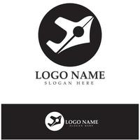 Reise-Blog-Logo von Flugzeug-Stift und Buchillustrations-Design-Vektorsymbol-Vorlage vektor