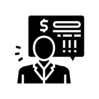 Bankangestellte fordern Geld für Lohndarlehen Glyphen-Symbol-Vektor-Illustration vektor