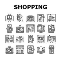 Shopping-Online-App-Sammlung Symbole Set Vektor