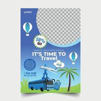 Touren und Reisedesign für Flyer, Poster und Bannervorlagen. Konzept für den Welttourismustag. sommer strand reisen. Marketing-Flyer oder Poster für Tourismusunternehmen mit abstraktem digitalem Hintergrund.