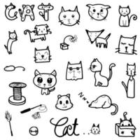 katt doodle samling vektor