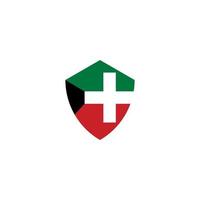 sköld kors kuwait flagga hälso-och sjukvård logotyp vektor