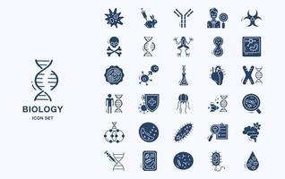 Reihe von Symbolen für Biologie-Studienmaterial vektor
