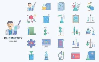uppsättning kemi och experiment vektor ikoner