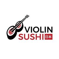 einzigartiges sushi-logo mit geigenform-vektorvorlage vektor