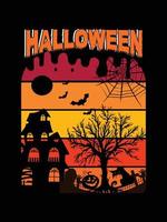 Halloween-Horror-Vintage-T-Shirt-Design, beängstigende Druckvorlagen-Vektorgrafiken, hochwertiges Typografie-Illustrations-Shirt-Design vektor