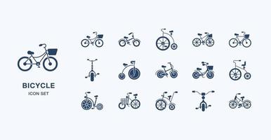 Fahrrad solide Icon-Set vektor