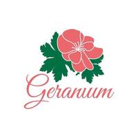 schöne feminine geranienblumen-logo-vorlage vektor