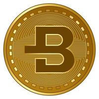 goldene futuristische bytecoin kryptowährungsmünzenvektorillustration vektor