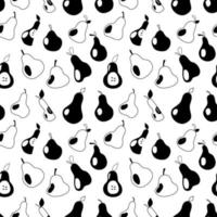 vektor svartvitt mönster med päron