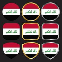 irak-flaggenvektorsymbol mit gold- und silberrand vektor